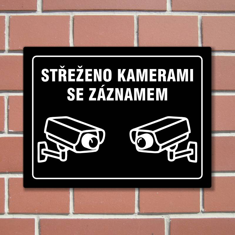 Cedulka "Střeženo kamerami" černá, Velikost A5, var 7
